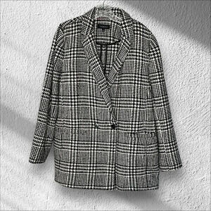 Talbots Size 16 TWEED DOUBLE BREASTED‎ BLAZER - HOUNDSTOOTH Preppy Academia